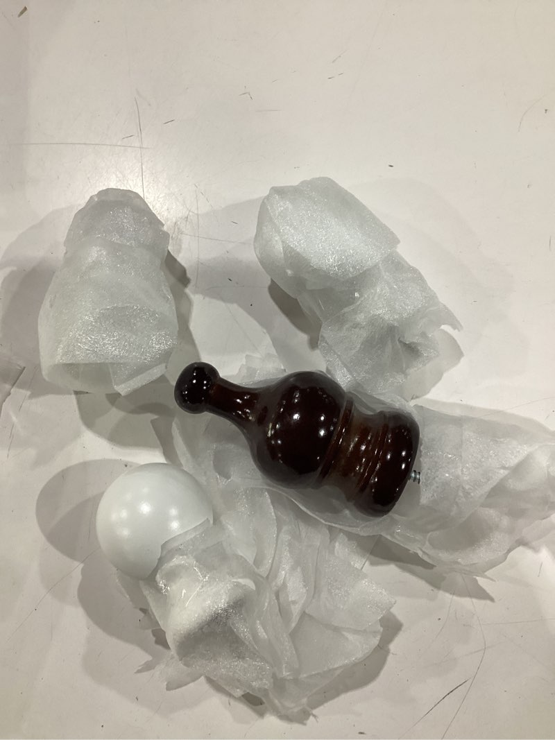 Condition photo showing As Is for t tulead white finials for curtain rods, wooden curtain rod finial screw-on end caps drapery finial pack of 4 0.94"