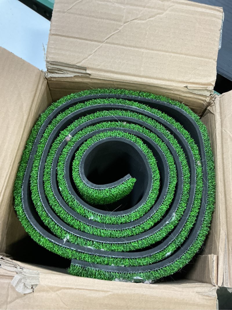 Condition photo showing As Is for Softball Pitching Mat with Rubber 10x3 ft Softball Pitching Mound with Antifade Turf and Antislip Foam Backing Fastpitch Equipment for Softball and Baseball Pitchers Practice Clay and Green Matt