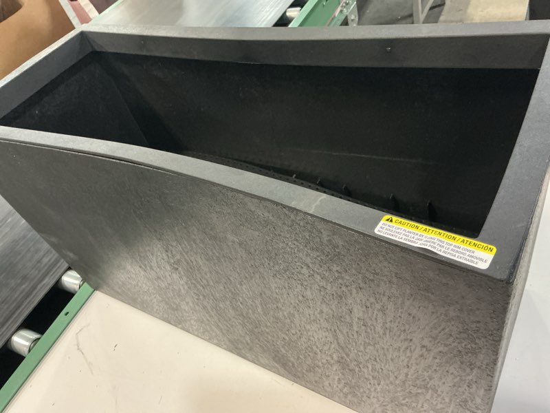 Condition photo showing As Is for allen + roth rectangle 31-in w large black rubber contemporary/modern indoor/outdoor planter with drainage holes self watering