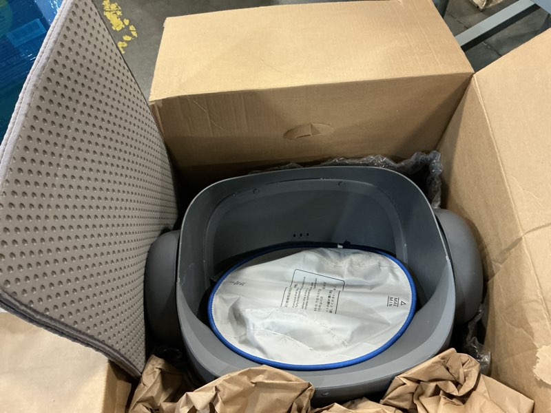 Condition photo showing As Is for kitplus self cleaning litter box, automatic cat litter box with app control, odor-free waste disposal includes trash bags, large waste bin, open-top, for multiple cats