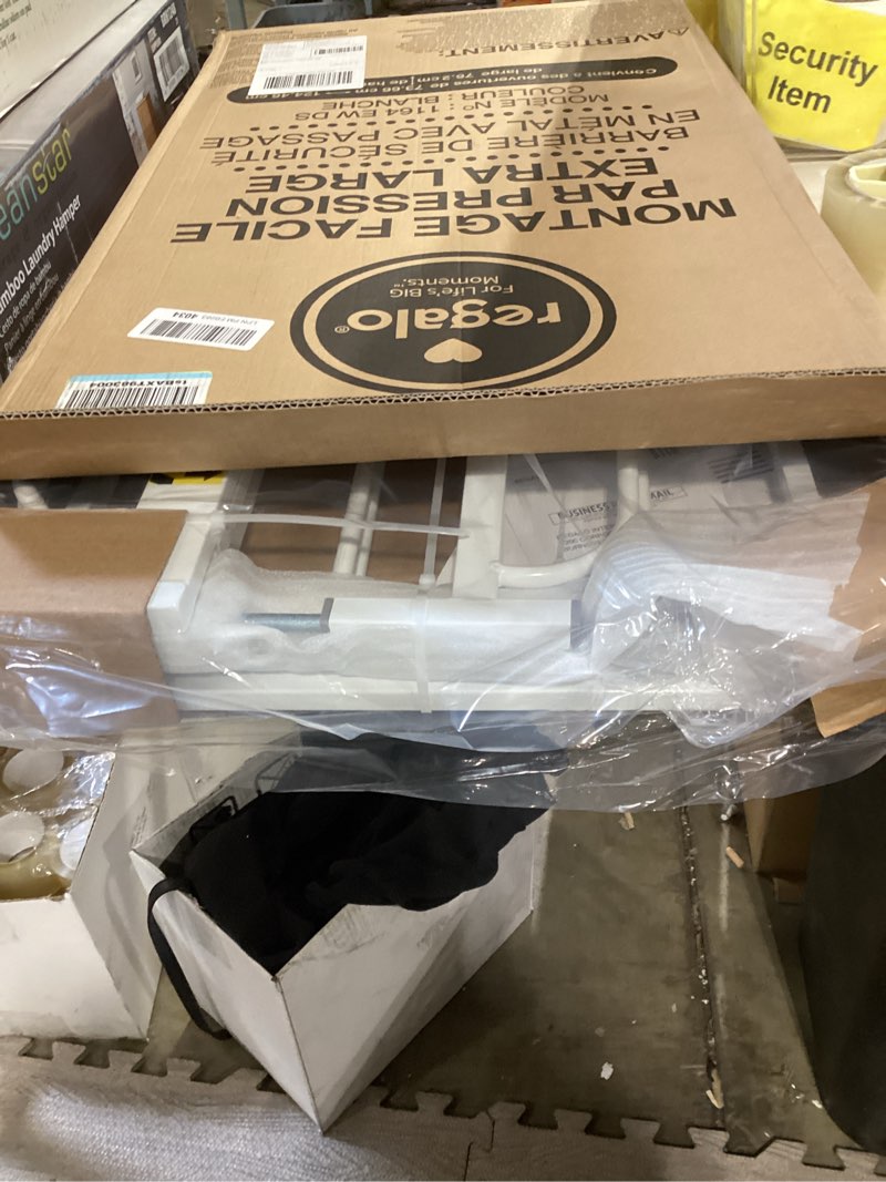 Condition photo showing Good Condition for regalo easy step 49-inch extra wide baby gate, includes 4-inch and 12-inch extension kit, 4 pack of pressure mount kit and 4 pack of wall mount kit white 29-49"w x 30"h