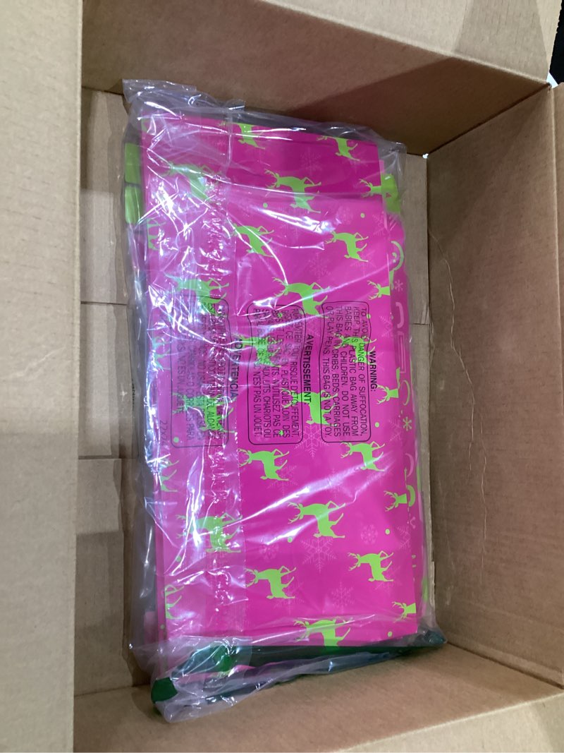 Condition photo showing As Is for Cinrobiye 4 Pcs Christmas Gift Boxes with Lid,Ribbon and Tissue Papers,9" Black and White Christmas Winter Square Cardboard Box for Gift Wrapping Holiday Present Birthday Assorted Design (Green Pink)