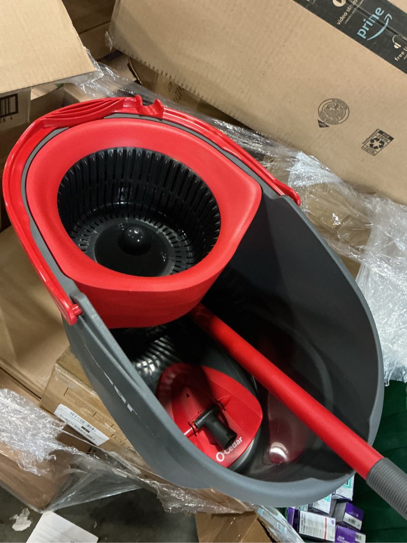 Condition photo showing Good Condition for ((Incomplete))O-Cedar EasyWring Microfiber Spin Mop, Bucket Floor Cleaning System, Red, Gray, Standard Easywring Spin Mop & Bucket