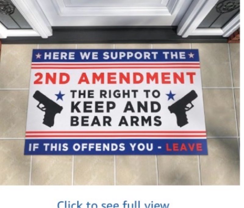 We Support The 2nd Amendment Indoor Patriotic Doormat, Non-Slip Recycle Rubber Funny Door Mat for Outside Entry, Non-Woven Gun Sign Entry Rug for Bathroom, Patio, Backyard(30" x 17")