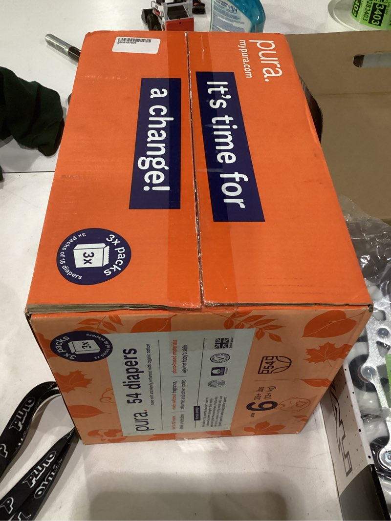 Condition photo showing New/Like New for pura size 6 eco-friendly diapers (29+ lbs) hypoallergenic, soft organic cotton, sustainable, up to 12 hours leak protection, allergy uk, recyclable paper packaging, 18 count (pack of 3) (54 diapers) size 6 54