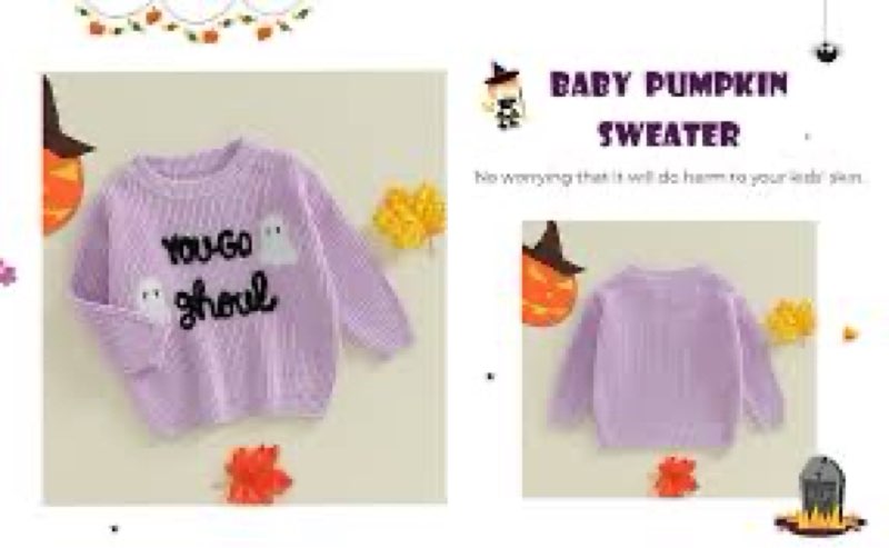 Toddler Baby Halloween Sweater Ghost Pumpkin Letter Embroidery Knit Pullover Costume Fall Winter Clo