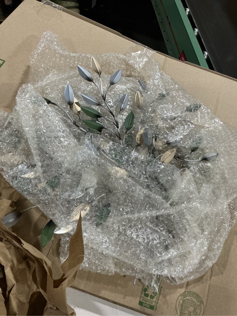 Condition photo showing Good Condition for comfy hour 16" green and gold tree of life metal wall art figurine style, rustic antique vintage home decor, leaf sculpture hanging decoration