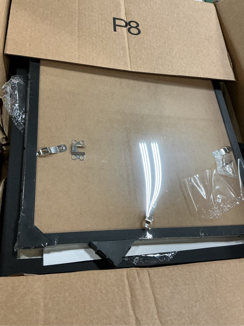 Condition photo showing Good Condition for 2 pack 14x20 double sports magazine frame display two 8.5 x 11.25 or 8.25 x 11 magazines with 2 sizes mat, or 14x20 photos without mat, magazine display frame with plexiglass for wall hanging, black black frame, white mat 2