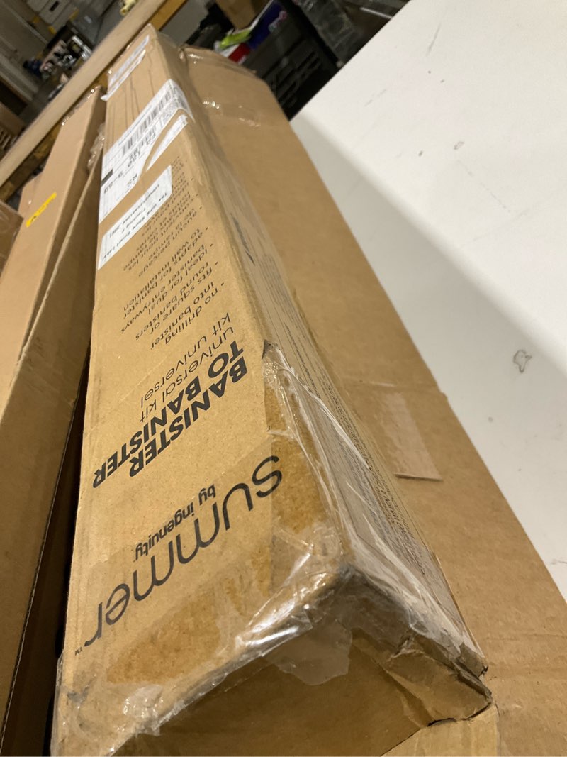 Condition photo showing As Is for ingenuity banister to banister gate mounting kit - fits round or square banisters, accommodates most hardware & pressure mount baby gates up to 37” tall, gate sold separately banister kit