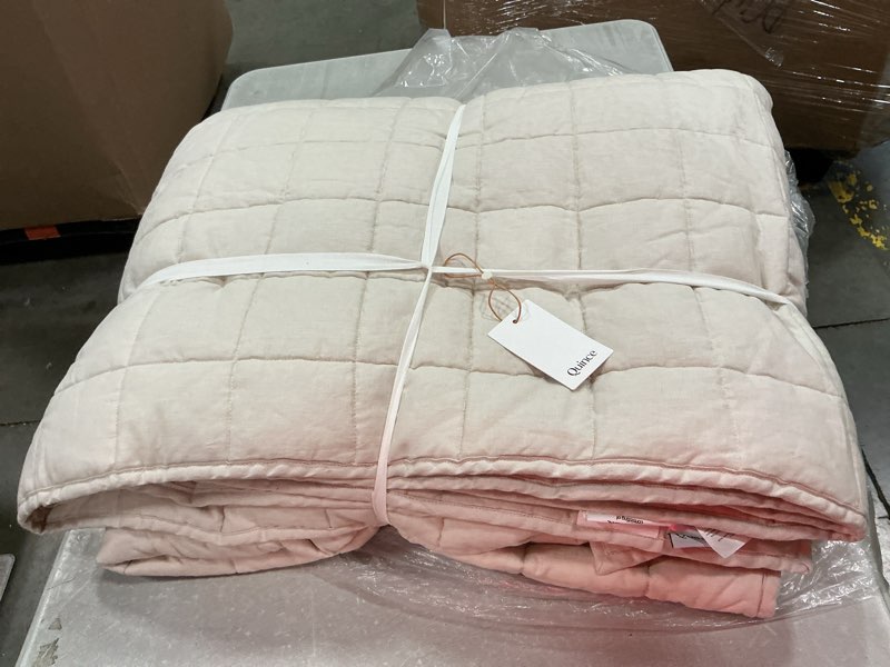 Condition photo showing As Is for european linen box quilt king/calking 108” x 92”