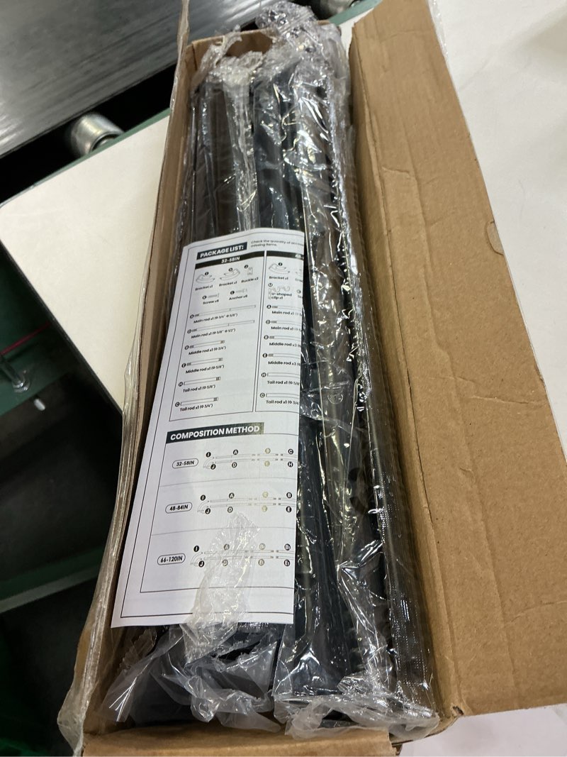 Condition photo showing New/Like New for black double curtain rod 38 to 62 inches, blackout wrap around curtain rod for windows, 6/8 inch room darkening telescoping double drapery rod, easy install for rentals & apartments 38"-62"(suitable for 30"-54" windows) black