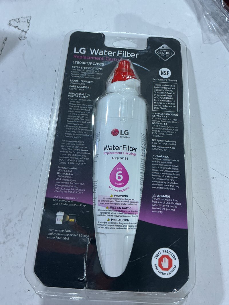 Condition photo showing As Is for lg twist-in refrigerator water filter genuine nsf-certified lt8000pc