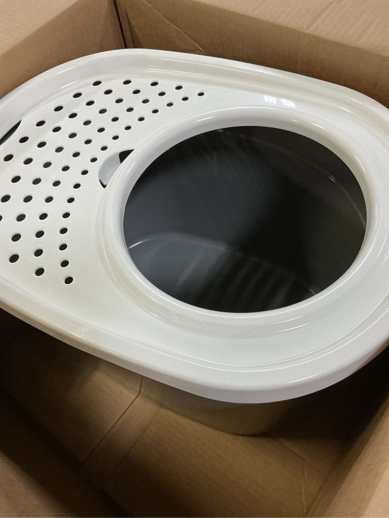 Condition photo showing Good Condition for iris usa cat litter box large top entry with lid enclosed covered hooded design litter catching scatter shield pan dog proof pet proof scoop included odor control for indoor cats kittens gray/white oval gray w/ scoop