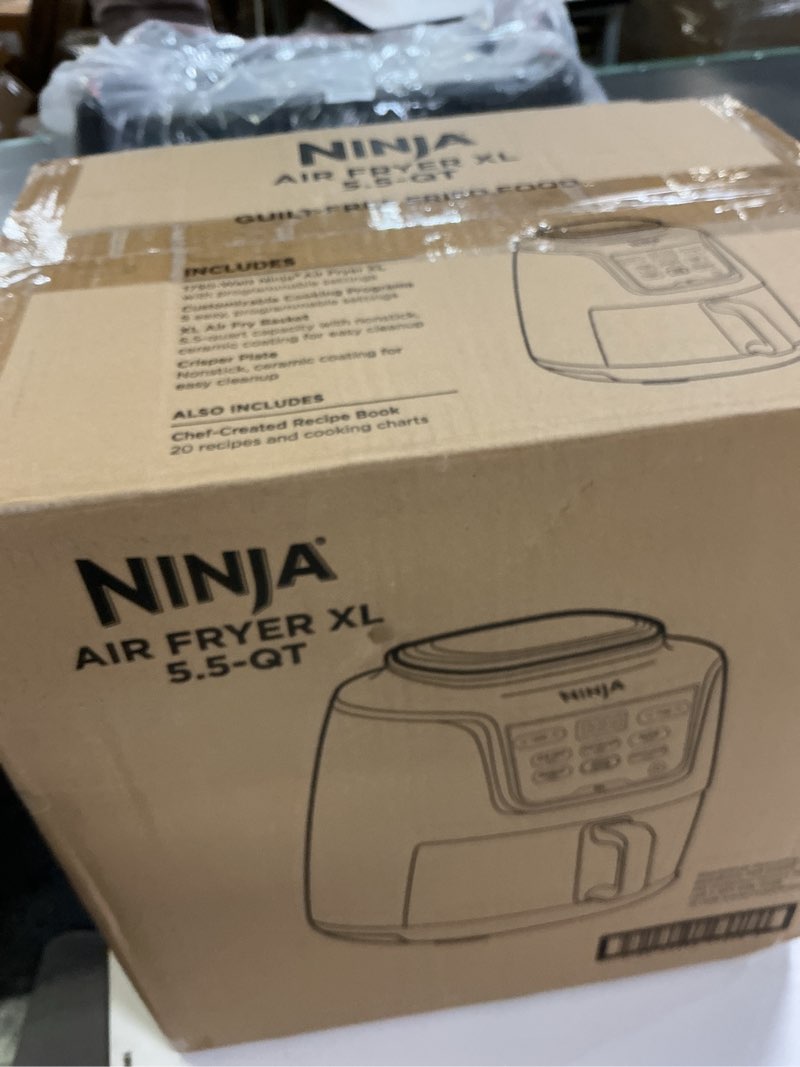 Condition photo showing New/Like New for Ninja | XL Single Basket Air Fryer | 5.5 QT Capacity fits 3lbs of Wings | 5-in-1Air Fry, Roast, Bake,Reheat & Dehydrate |Dishwasher Safe Parts & Recipe Guide | Grey |AF150AMZ 5.5 QT XL