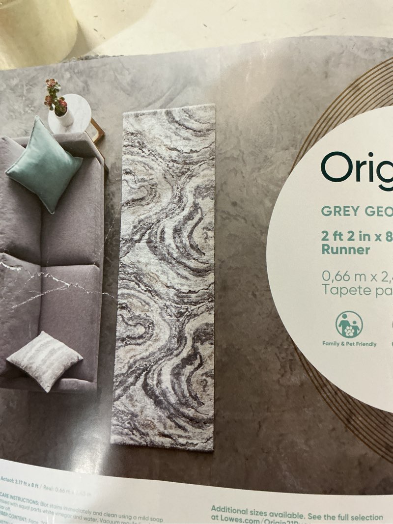 nourison home astra machine washable 2 x 8 (ft) loomed polyester ivory grey rectangular indoor