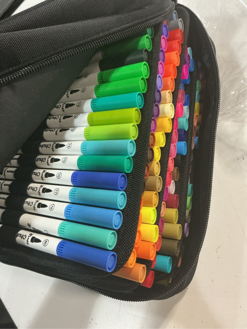 Condition photo showing Good Condition for ohuhu alcohol markers - 160-color ap certificated double tipped art marker set for artist adults cozy coloring sketch illustration - chisel and fine dual tips - oahu of ohuhu markers - refillable