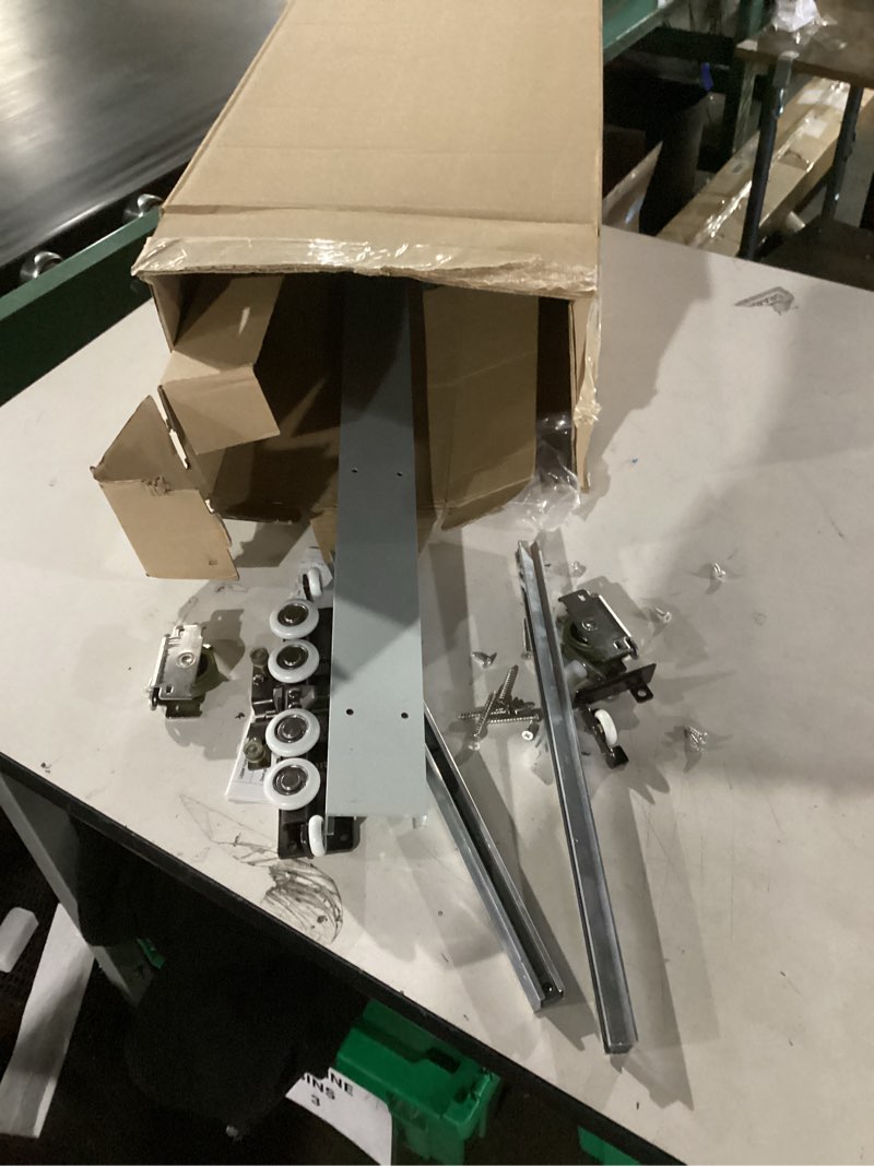 Condition photo showing As Is for 30-47 Inch New Heavy Duty Hidden Sliding Barn Door Hardware and Track, Floating Wall Mounted Invisible Sliding Door Track, Soft Close, Quiet, Easy Install (Can Installed on Doors up to 47 Inch)