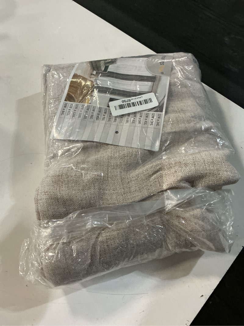 Condition photo showing New/Like New for youngstex linen semi sheer curtains 72 inch length, light filtering drapes | beige window treatments with rod pocket back tab rustic for bedroom dining living room, 2 panels, 52 x 72 inch