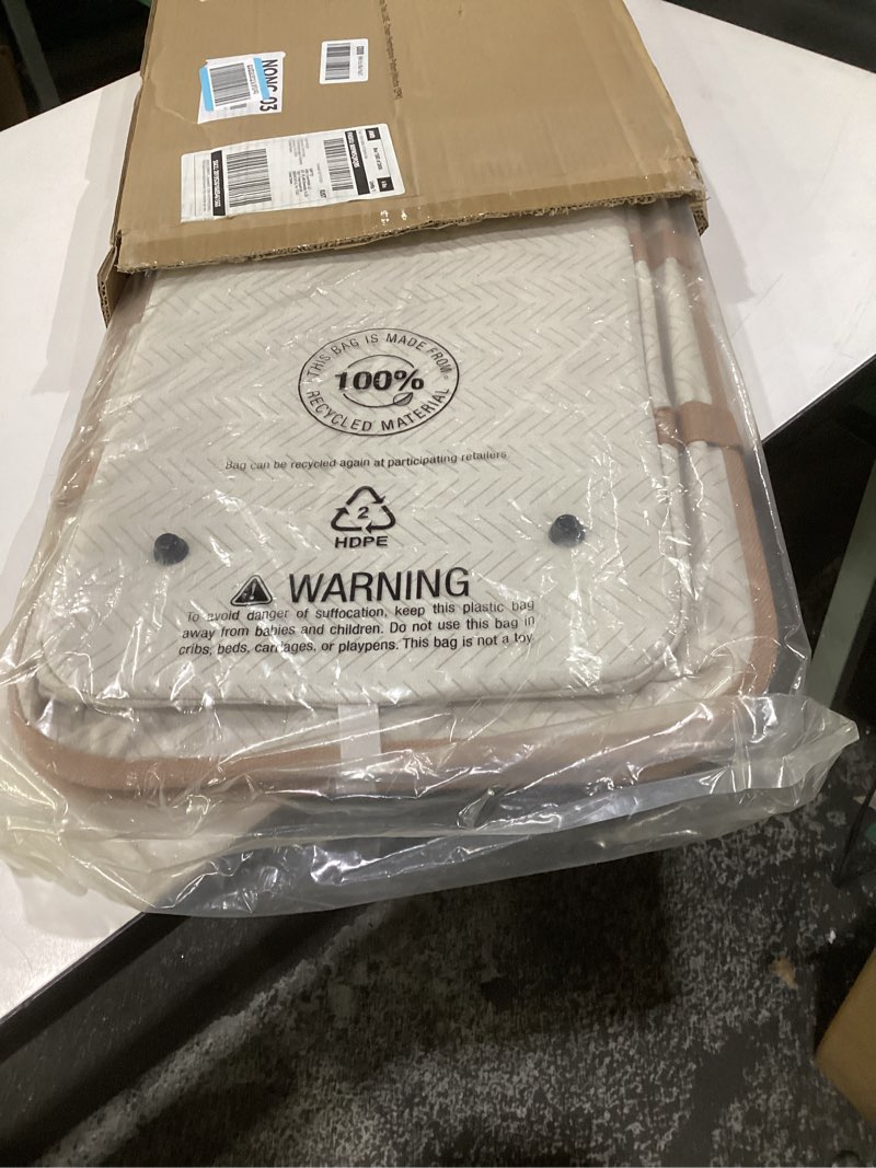 Condition photo showing Good Condition for clevermade collapsible laundry tote 2-pack (50l) – foldable carry-all storage bin for laundry, car trunk, rv, dorm & home organization – luxe cotton blend with vegan leather accents, cream luxe cream herringbone 2 pack