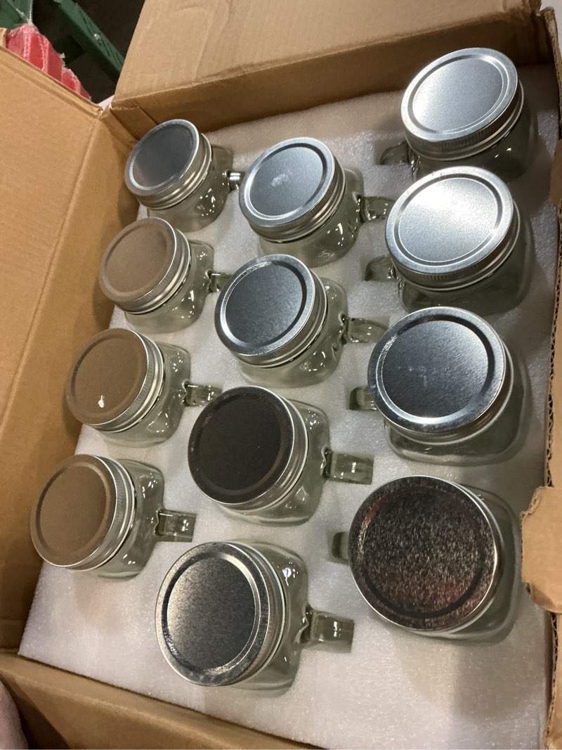 Condition photo showing New/Like New for tanglong 16 oz mason jars with handle, mason jar cups, glass cups with lids, drinking glasses set of 12 16 oz mason jar with bamboo lids