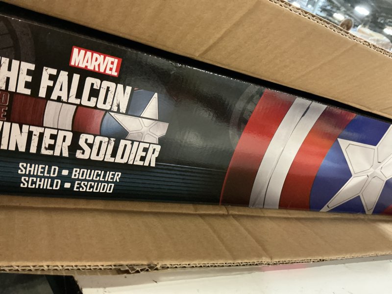 Condition photo showing Good Condition for marvel legends series avengers falcon and winter soldier captain america premium role play shield -adult fan -costume/collectible