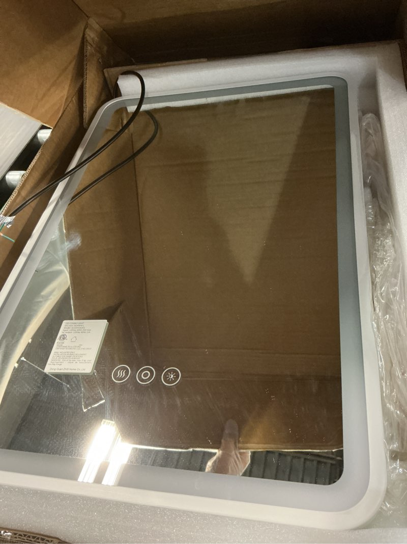 Condition photo showing Good Condition for 16x24 inch medicine cabinet with mirror, recessed or surface mount bathroom medicine cabinet with led lights, anti-fog, memory function, adjustable shelf, dimmable light, etl listed, white,left hinge