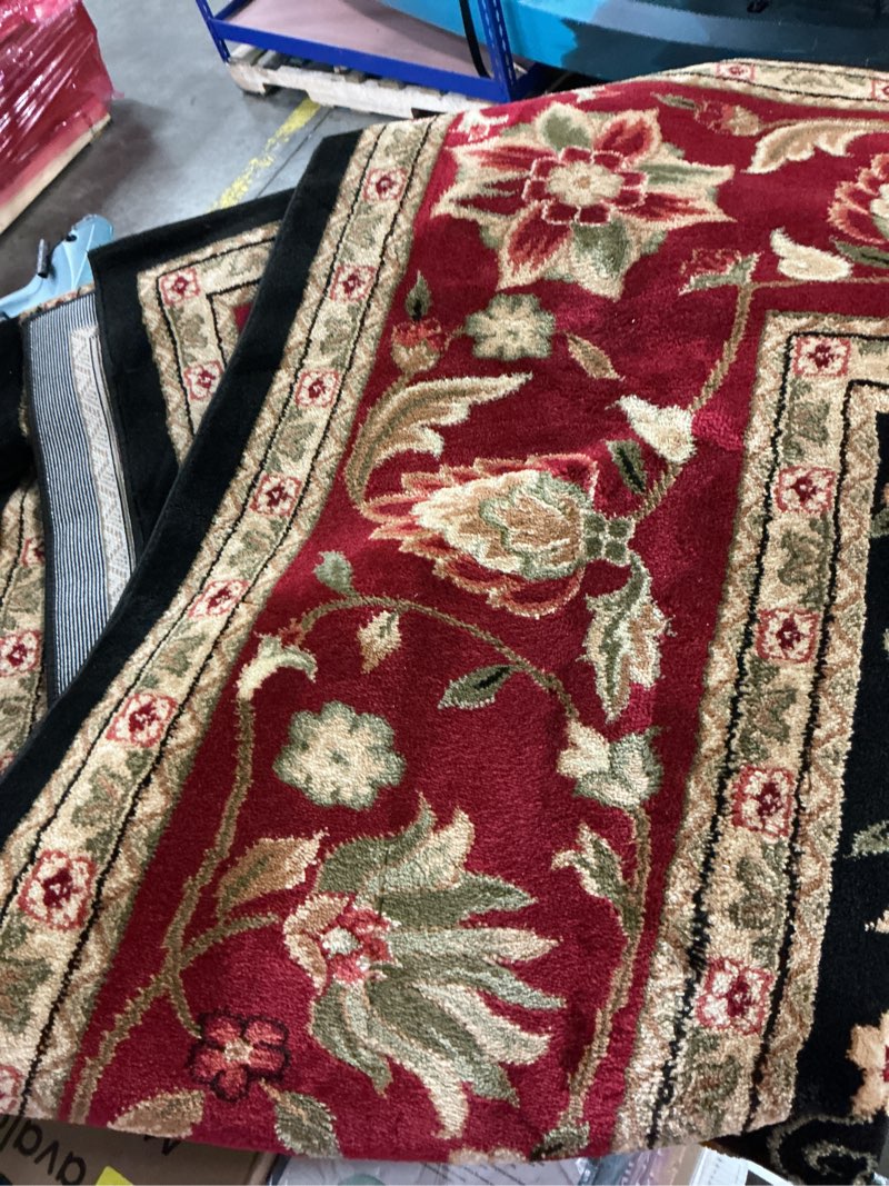 Condition photo showing As Is for safavieh lyndhurst sarouk 9 x 12 (ft) black/red indoor floral/botanical oriental area rug
