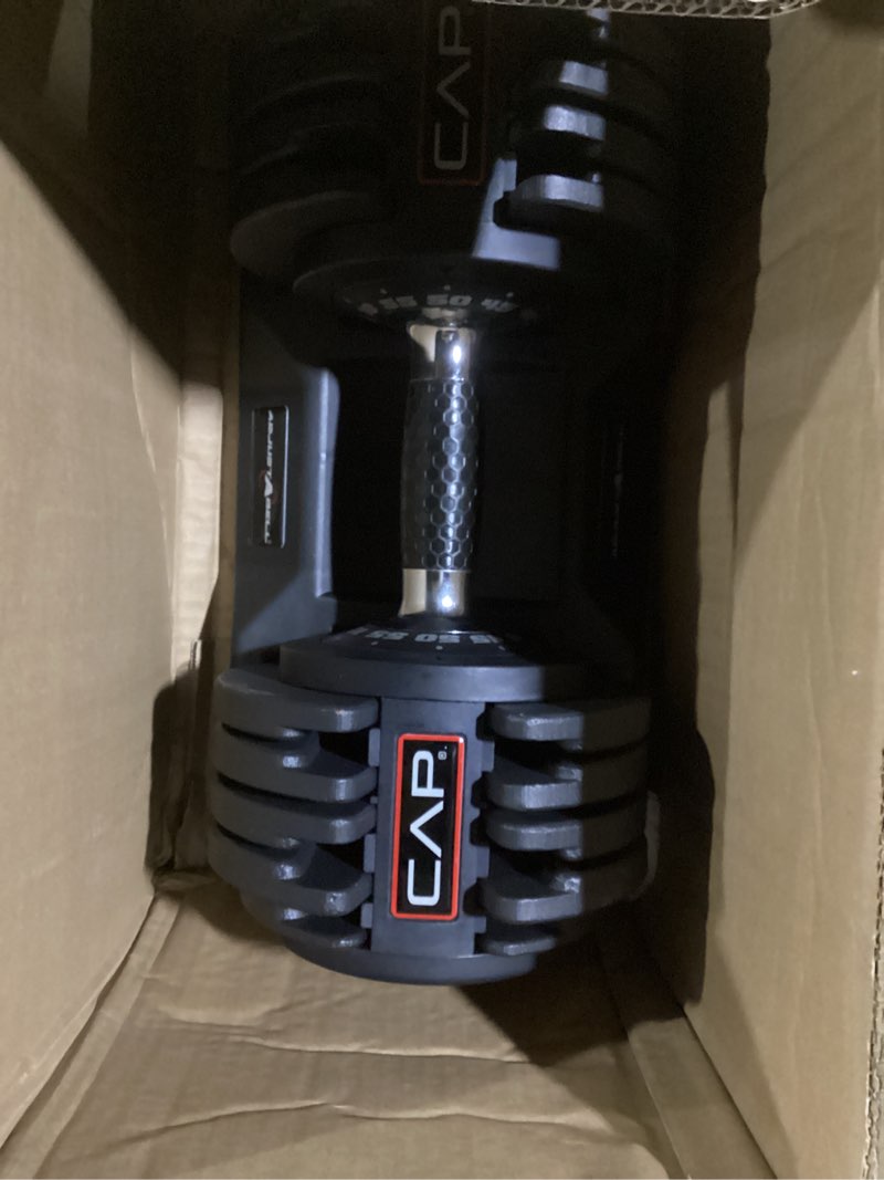 Condition photo showing As Is for CAP Barbell ADJUSTABELL Adjustable Round Dumbbell Weights - Singles & Pairs | 12.5 lb, 25 lb & 55 lb | Multiple Handle Options Single 55 lb - Honeycomb Chrome and Black Handle