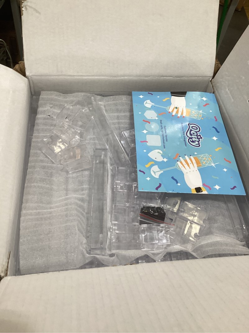 Condition photo showing Good Condition for qcity black shimmer pedestal stands for party set of 3, square sequin shimmer display stands, perfect for outdoor events, birthdays, wedding and party decoration