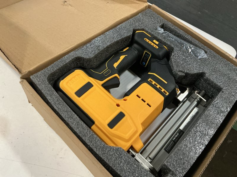 Condition photo showing As Is for 2 in 1 cordless 18ga brad nailer & stapler, compatible with dewalt 20v max battery (no battery), nail gun/staple gun battery powered with 1200 nails/staples for diy, woodworking