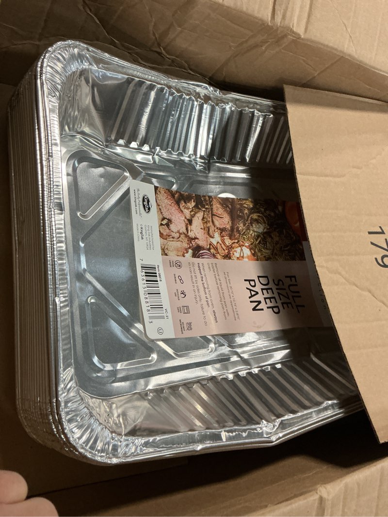 Condition photo showing Good Condition for Aluminum Deep Foil Pans Full Size, Large Disposable Roasting & Baking Pan, 21"x13" (20 Pack) Extra Heavy Duty Chafing Trays for Hotels, Restaurants, Caterers, Steam Table, Buffets & Bakeware