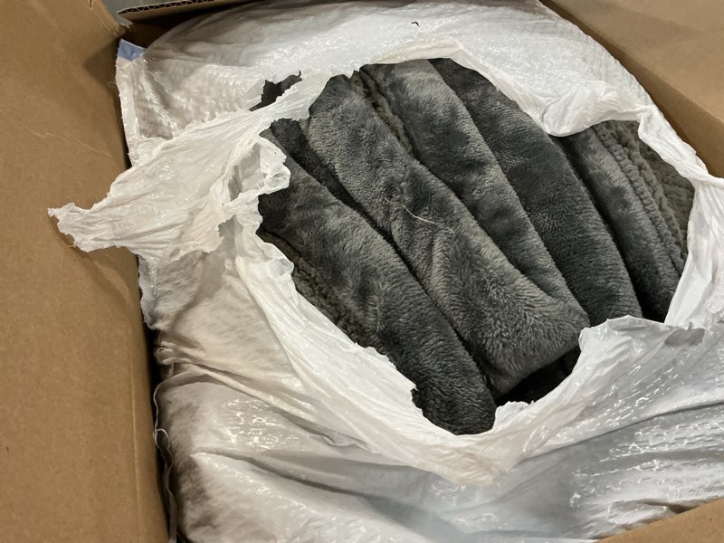 Condition photo showing As Is for Beautyrest Heated Blanket, Electric Blanket, Soft, Warm, Reversible Plush - Sherpa Heating Blanket with 20 Heat Settings, 1–10 hrs Timer Auto Shut Off, Machine Washable, King (90 in x 100 in), Grey