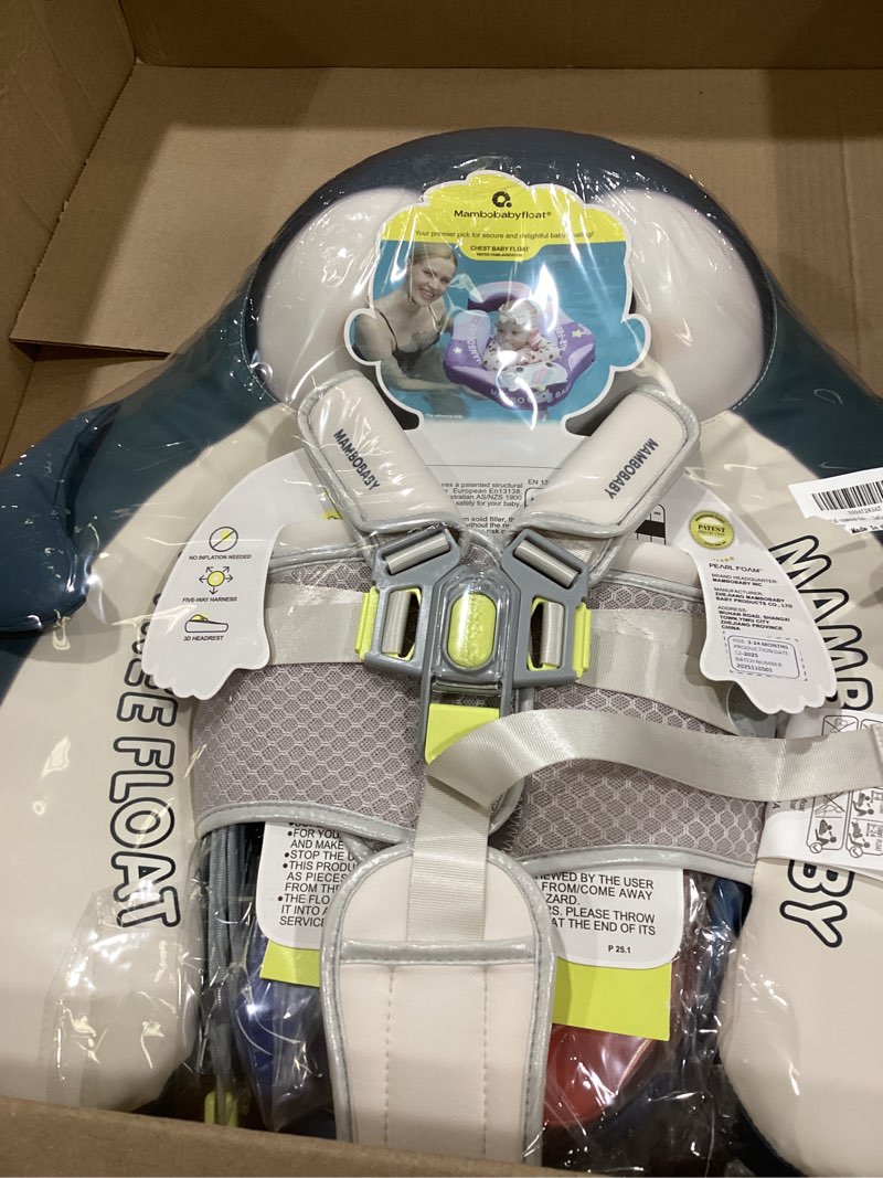 Condition photo showing Good Condition for mambobaby exclusive blue penguin baby pool float with canopy, non-inflatable infant swim float for 3-24 months, upf 50+ sun protection, 5-point harness, anti-flip swim trainer 01-mambobaby-penguin-blue