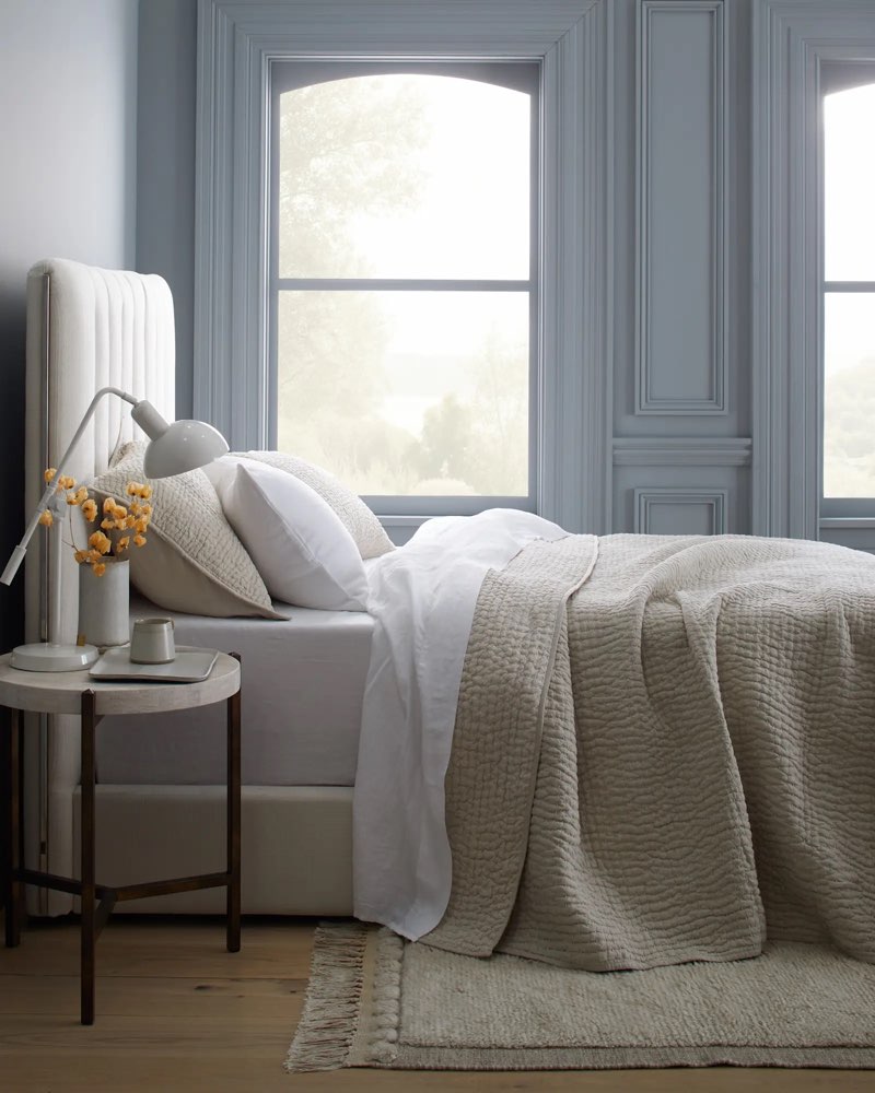 quince european linen cotton stitch quilt queen with shams
