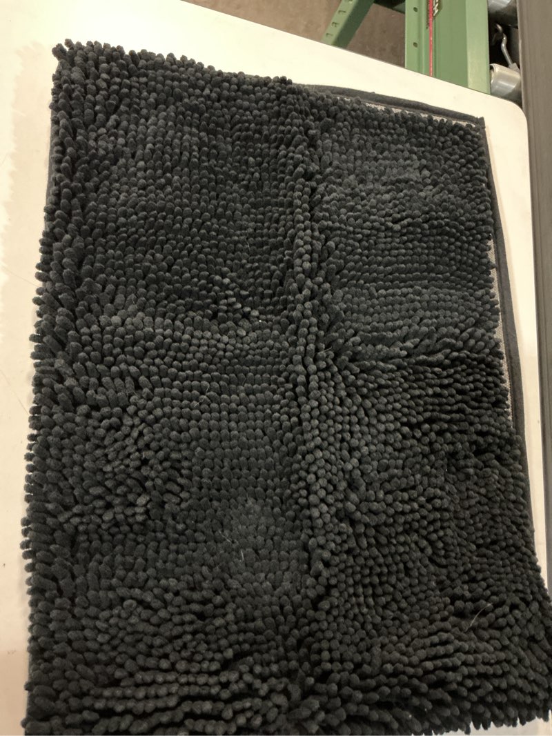 Condition photo showing Good Condition for smiry luxury chenille bathroom rugs 47x17, extra soft and absorbent shaggy bath mat, machine washable, non-slip plush carpet runner for tub, shower, and floor, home decor accessories, black 47'' x 17'' black