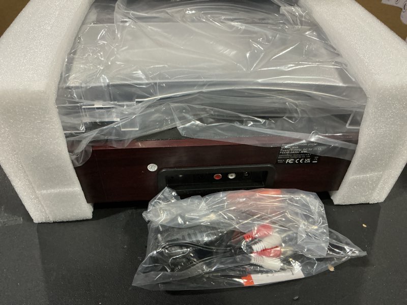 Condition photo showing Good Condition for Vinyl Record Player Turntable with Built-in Bluetooth Receiver & 2 Stereo Speakers, 3 Speed 3 Size Portable Retro Record Player for Entertainment and Home Decoration Brown