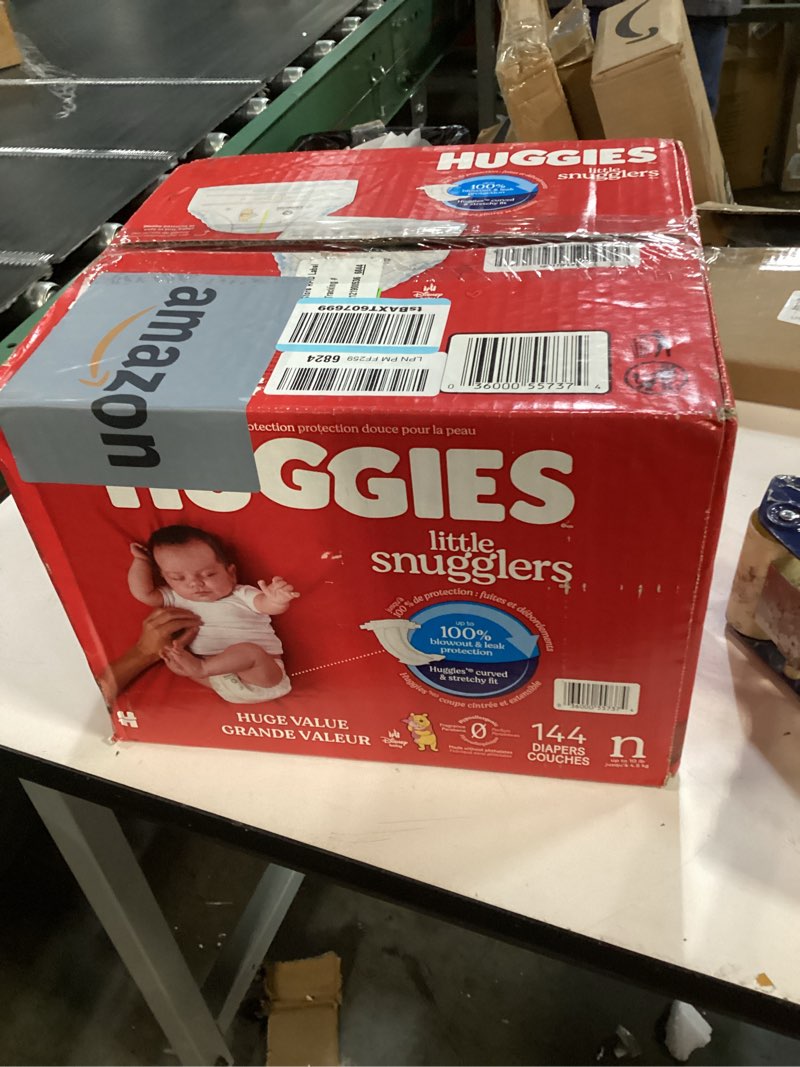Condition photo showing New/Like New for Huggies Size Newborn Diapers, Little Snugglers Baby Diapers, Size Newborn (up to 10 lbs), 144 Count, Packaging May Vary