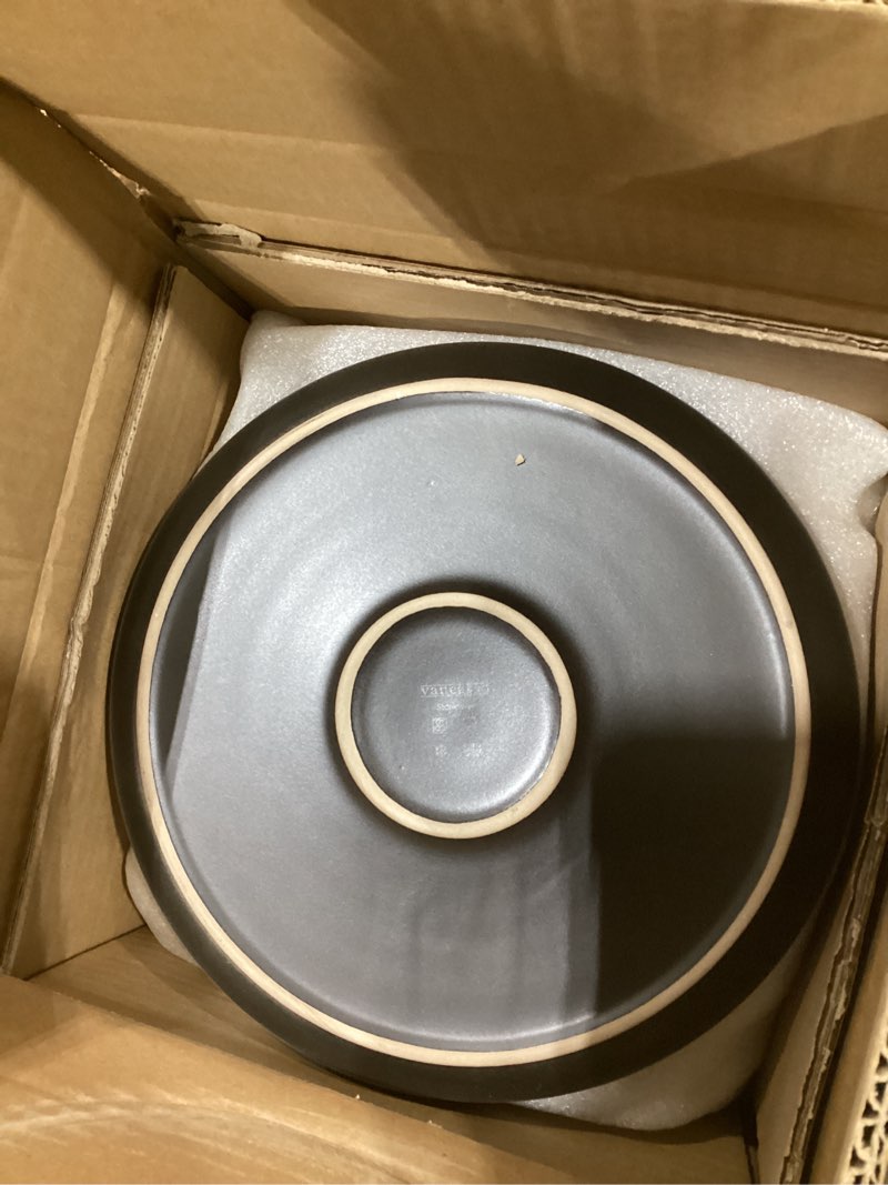 Condition photo showing As Is for vancasso Plates and Bowls Sets, 24 Pieces Stoneware Dinnerware Sets for 8, Kitchen Dish Set Mircowave and Dishwasher Safe Dinner Set Ceramic Dishware, Sky Blue, Series AMBER Sky Blue 24