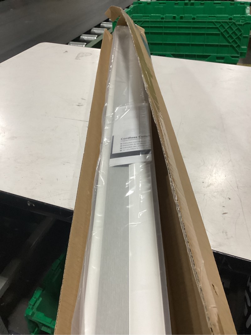 Condition photo showing As Is for lazblinds cordless cellular shades, blackout privacy honeycomb shades for home, thermal insulation noise reduction blinds for windows, 45'' w x 64'' h, white blackout-white 45'' w x 64'' h