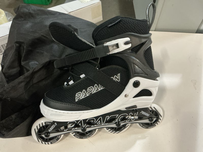 Condition photo showing As Is for papaison white black a306s-wl sports easy fit adjustable inline skates( size l 37-40) 