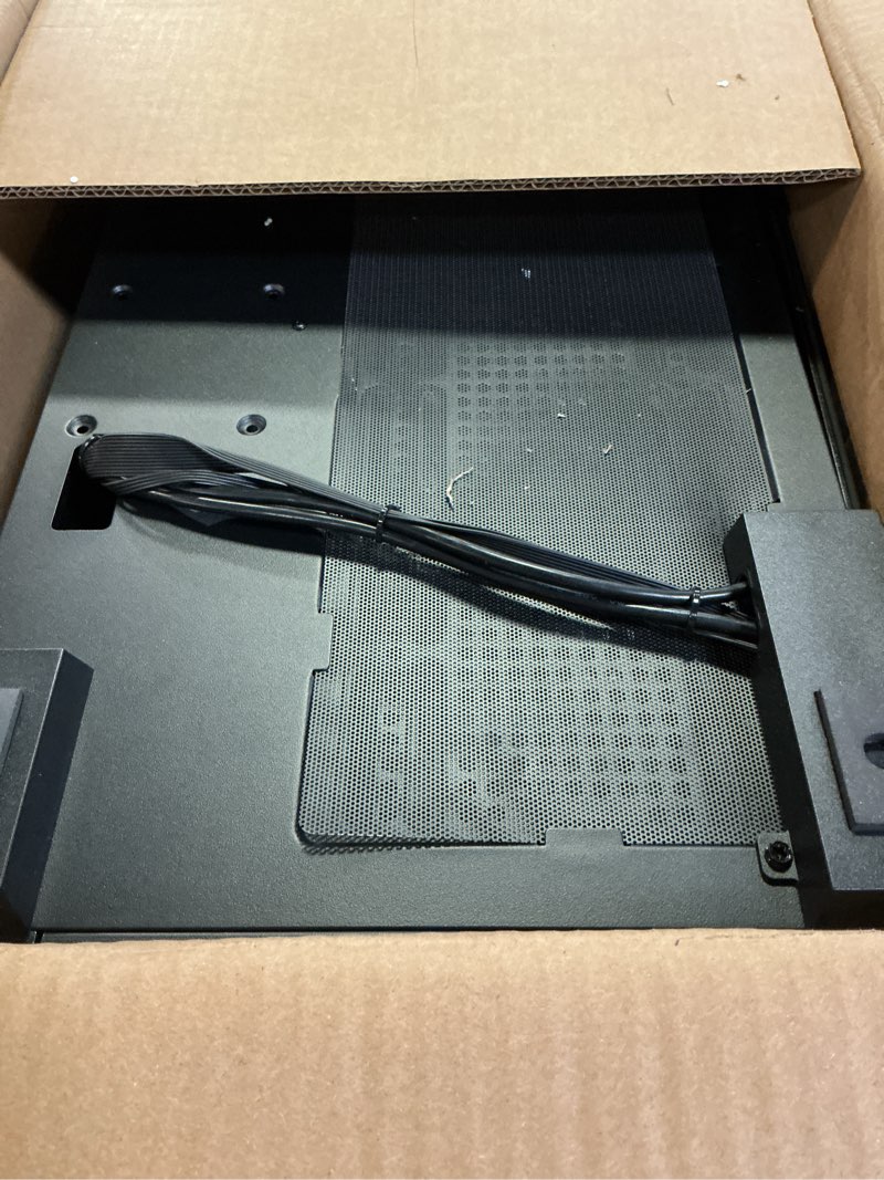 Condition photo showing As Is for h1 hyxn atx pc case - pre-installed with 7 pwm argb fans - dual cavity mid-tower pc gaming case - with type-c - can hold up to 3x 360mm radiator support simultaneously (black, h1) h1 black