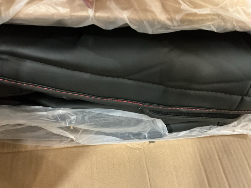 Condition photo showing Good Condition for for chevy silverado & gmc sierra leather seat covers, crew cab 1500 2019-2026, 2500hd 3500hd 2020-2026, custom fit truck seat cover full set, black red (with rear armrest/seatback storage) black-red trim 1500 19-26, 2500hd 20-26 (with rear back storage)