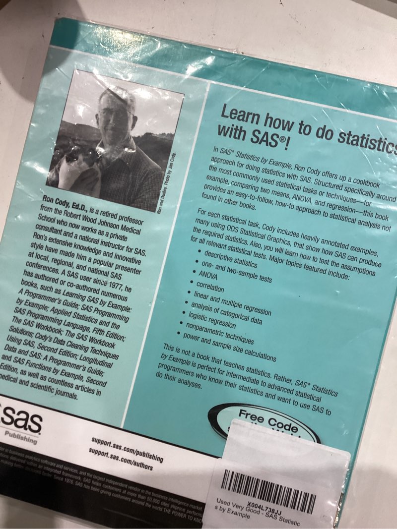 Condition photo showing Good Condition for SAS Statistics by Example