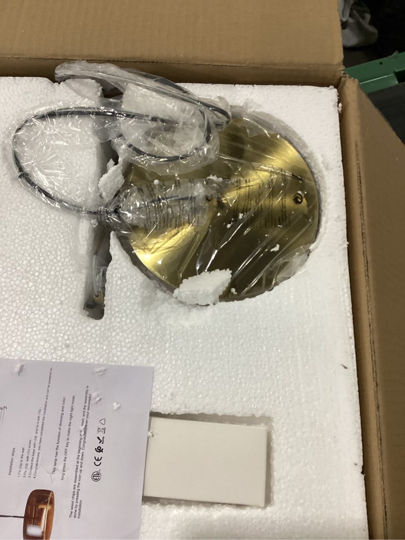 Condition photo showing New/Like New for Modern Glass LED Pendant Light with Remote,15'' Stepless Dimmable & CCT Adjustable Hanging Height, 25W Modern Gold Finish for Dining Room, Living Room, Bedroom,Amber 15''/amber Amber