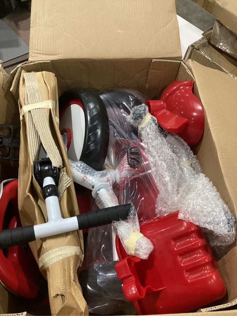 Condition photo showing Good Condition for schwinn easy steer bike for toddler, kids tricycle with removable push handle, steel trike frame, boys and girls ages 2-4 year old, red/white, 8" red/white easy steer tricycle