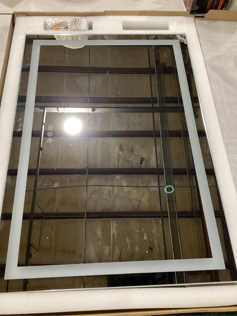 Condition photo showing Good Condition for fennio vanity mirror with lights 32"x22", lighted makeup mirror, large vanity mirror, touch sensor with 3-color lighting, usb charging port for vanity desk?square white? white 22.5"l x 31.5"w