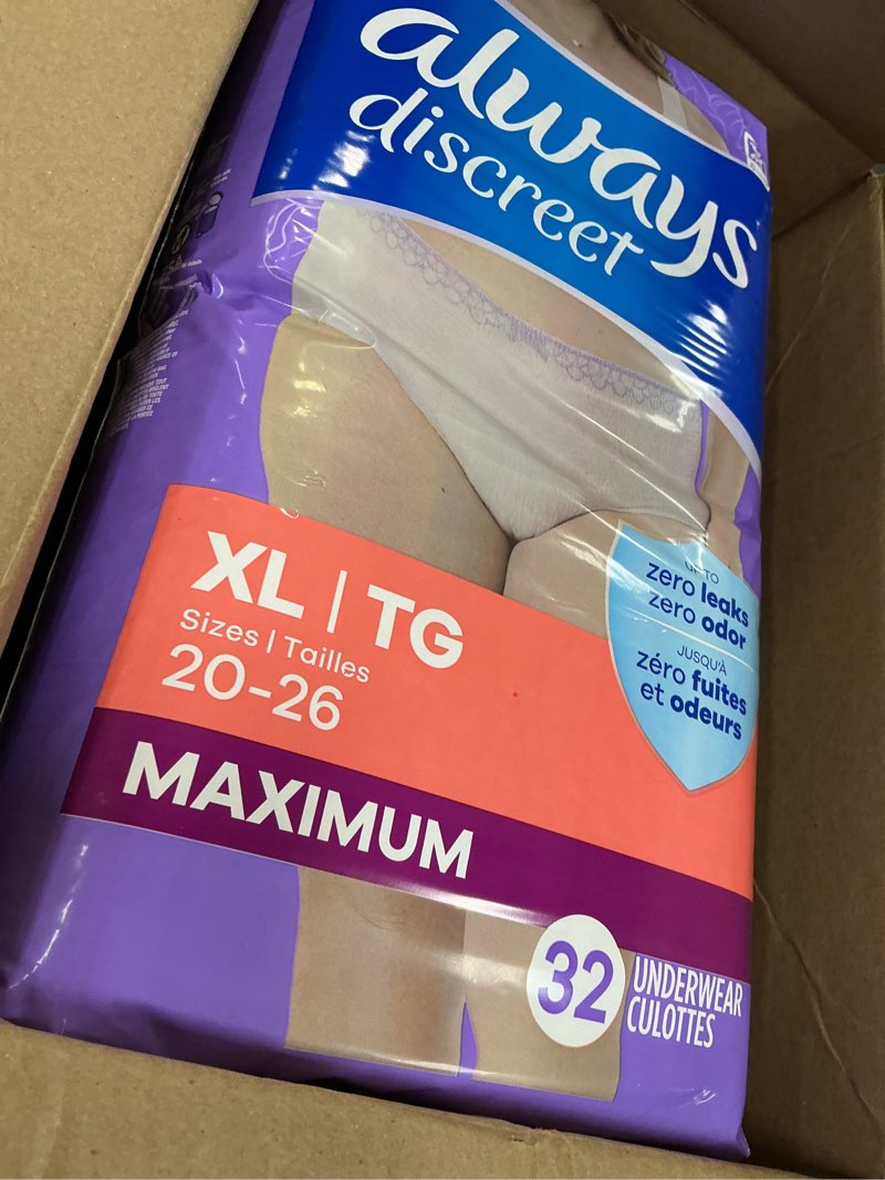 Condition photo showing Good Condition for Always Discreet Adult Incontinence Underwear for Women and Postpartum Underwear, Extra Large, Up to 