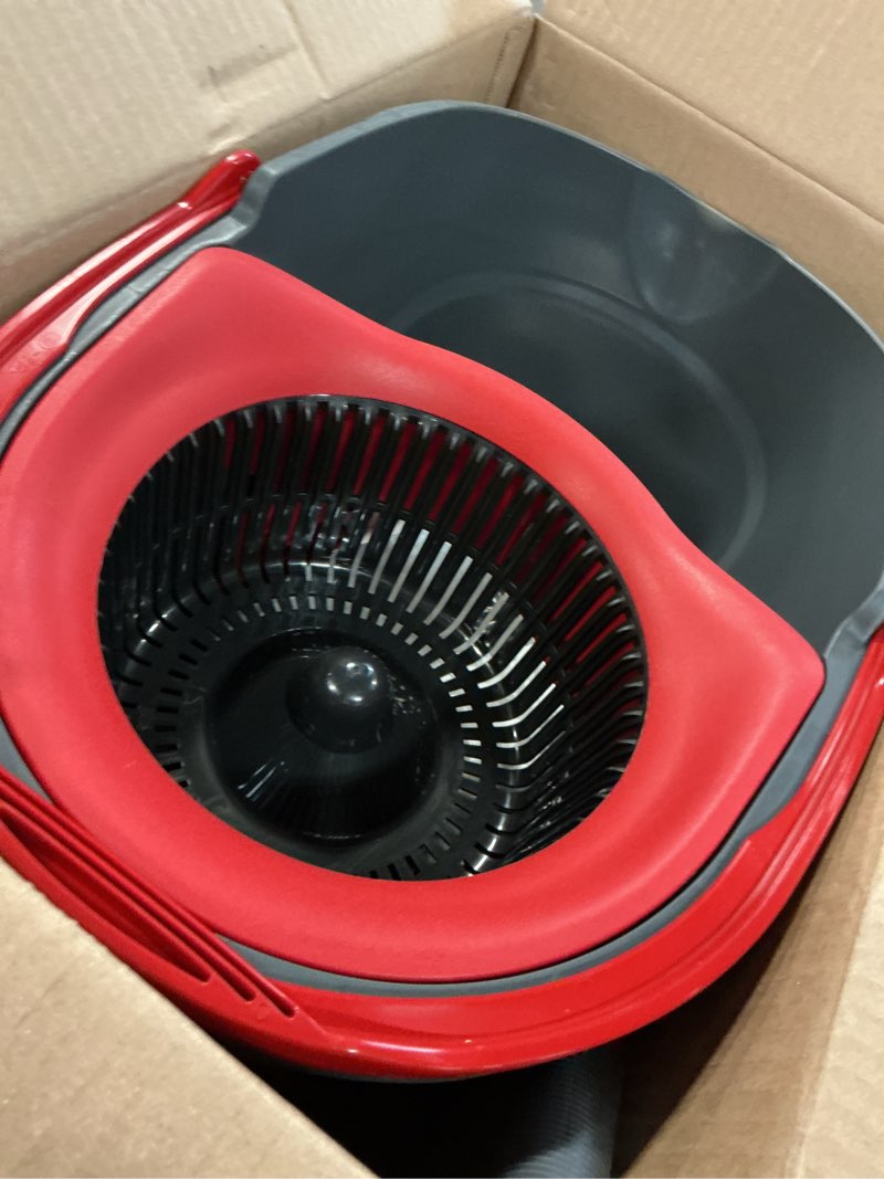 Condition photo showing As Is for o-cedar easywring microfiber spin mop, bucket floor cleaning system, red, gray, standard easywring spin mop & bucket