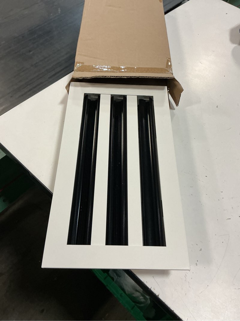 Condition photo showing Good Condition for 12x6 modern ac vent cover, decorative white air vent (duct opening cutout), all aluminium standard linear slot diffuser, low noise - register grille for ceiling, walls & floors 12"wx6"h