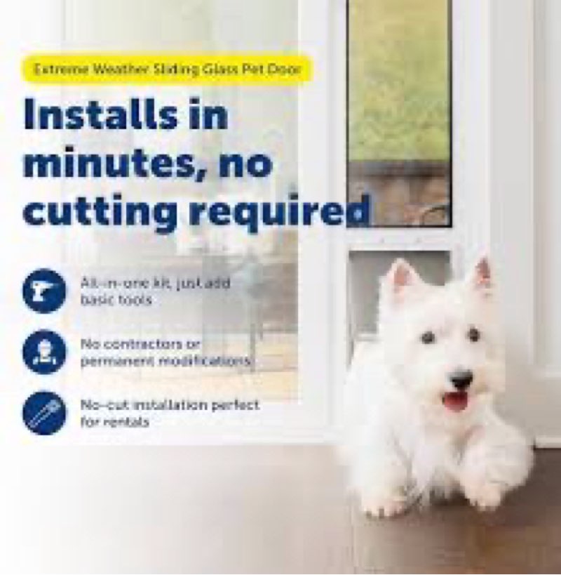 Pet safe extreme weather sliding glass pet door
